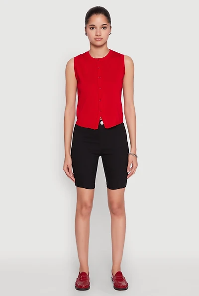 Womens Hyper Stretch Pintuck Bermuda Shorts,