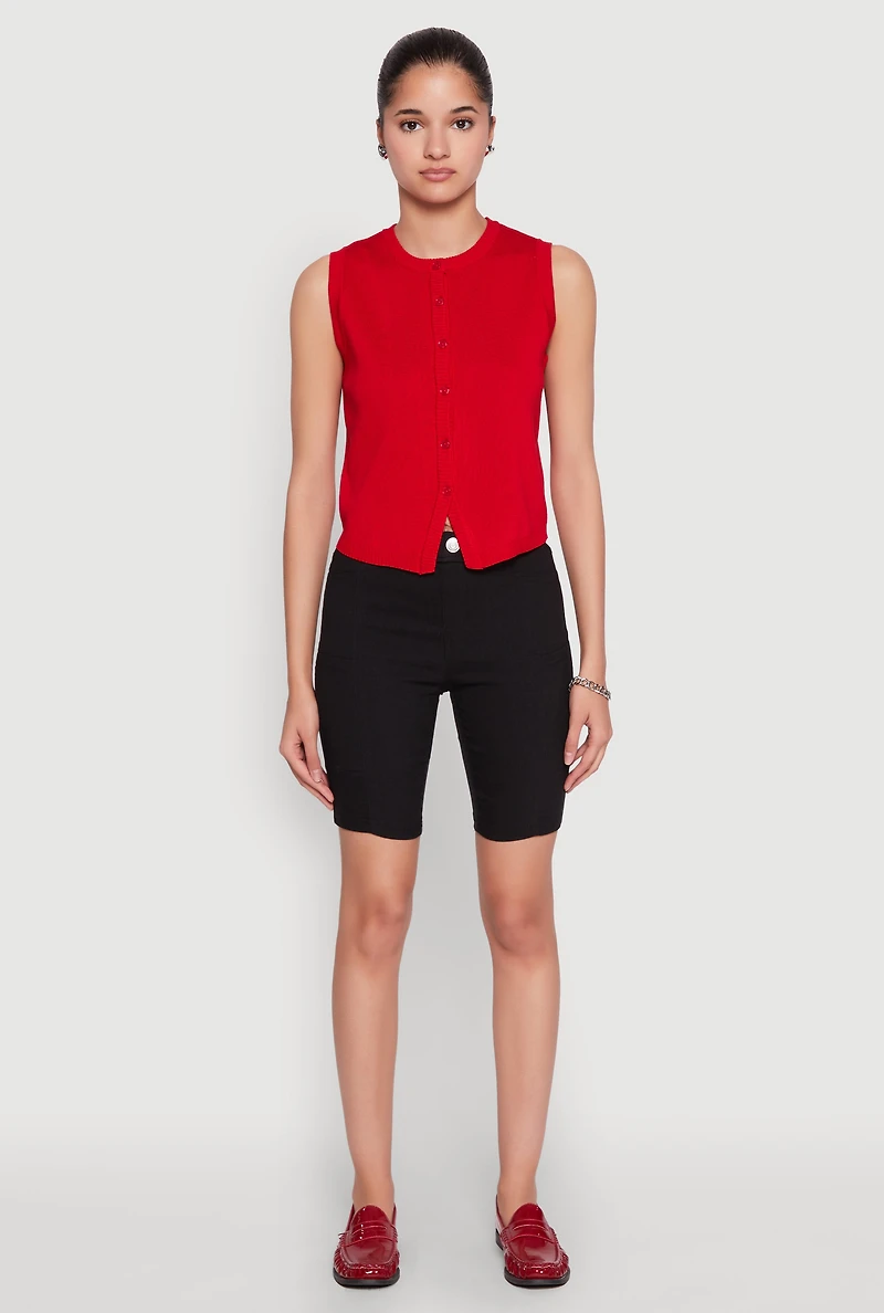 Womens Hyper Stretch Pintuck Bermuda Shorts, Black, Size S