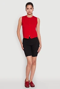 Womens Hyper Stretch Pintuck Bermuda Shorts, Black, Size S