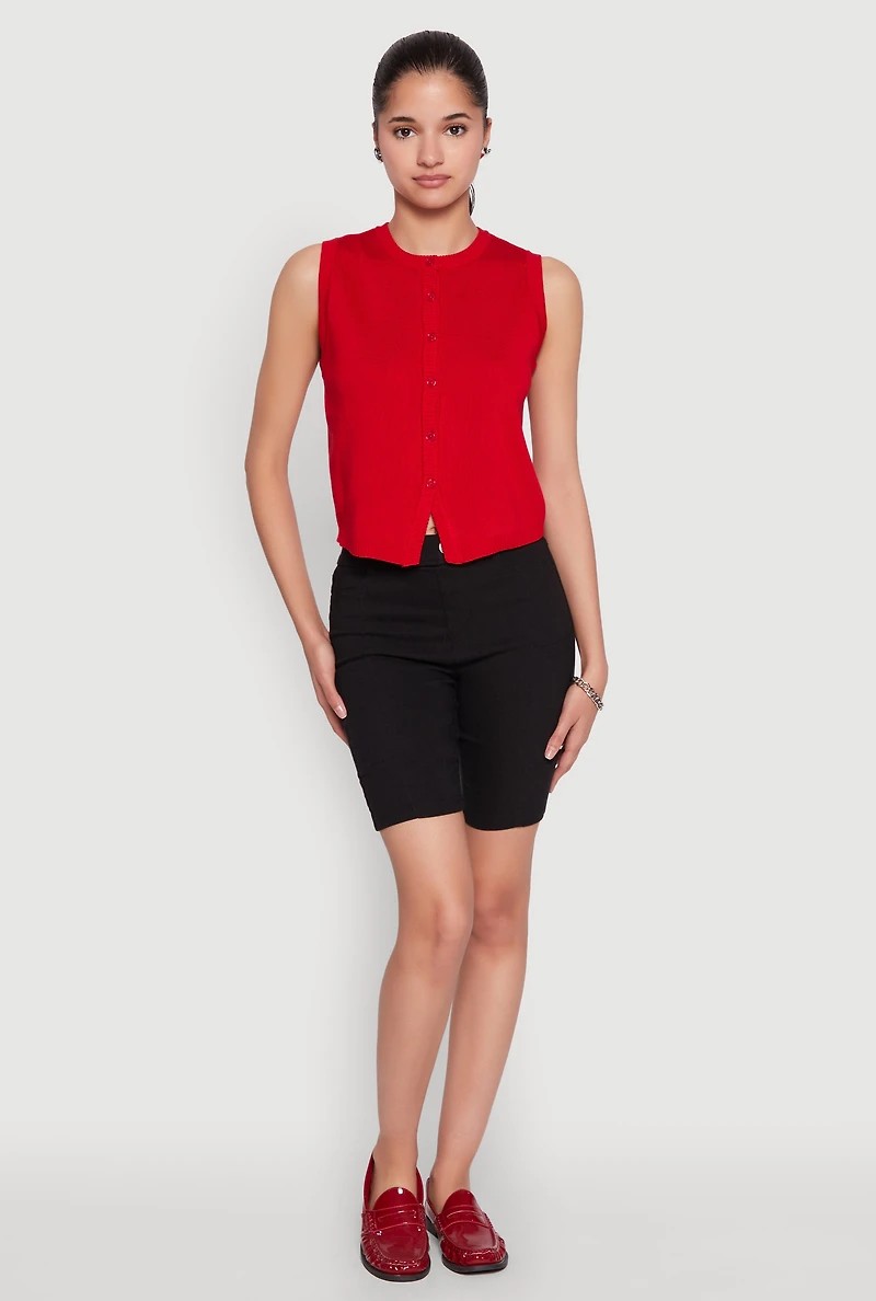 Womens Hyper Stretch Pintuck Bermuda Shorts,