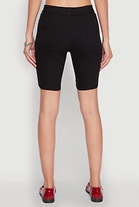 Womens Hyper Stretch Pintuck Bermuda Shorts, Black, Size S