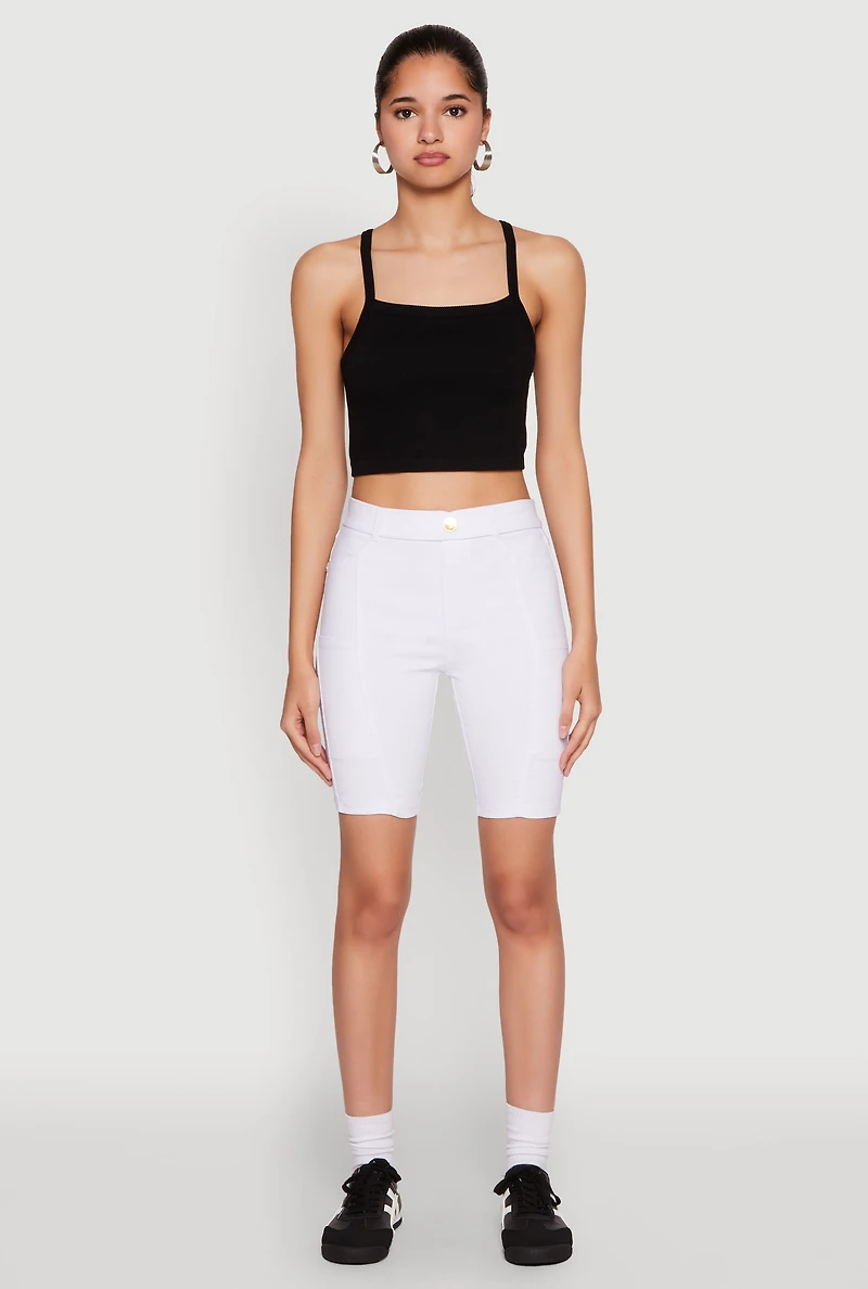 Hyper Stretch Pintuck Bermuda Shorts