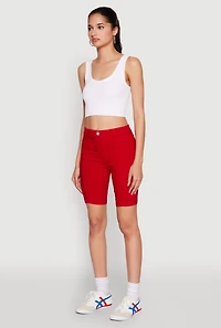 Womens Hyper Stretch Pintuck Bermuda Shorts, L
