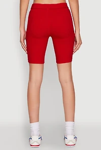 Womens Hyper Stretch Pintuck Bermuda Shorts, Red,
