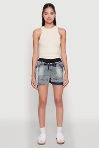 Womens Trendy High Waisted Contrast Trim Sweatshorts, Multi, Size L