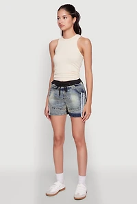 Womens Trendy High Waisted Contrast Trim Sweatshorts, Multi, Size L