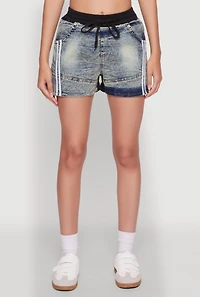 Womens Trendy High Waisted Contrast Trim Sweatshorts, Multi, Size L