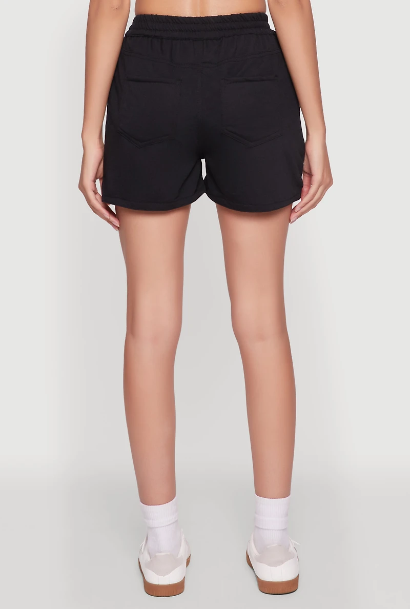 Womens Trendy High Waisted Contrast Trim Sweatshorts, Multi, Size L