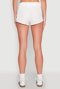Womens Side Stripe Running Shorts, White, Size S