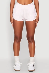 Womens Side Stripe Running Shorts, White, Size L
