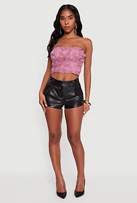 Trendy Faux Leather Pleated Shorts