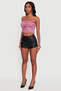 Trendy Faux Leather Pleated Shorts