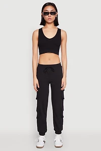 Fleece Lined Cargo Drawstring Joggers