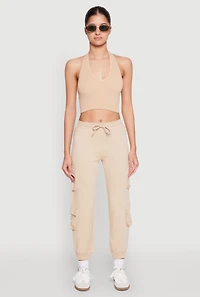 Fleece Lined Cargo Drawstring Joggers