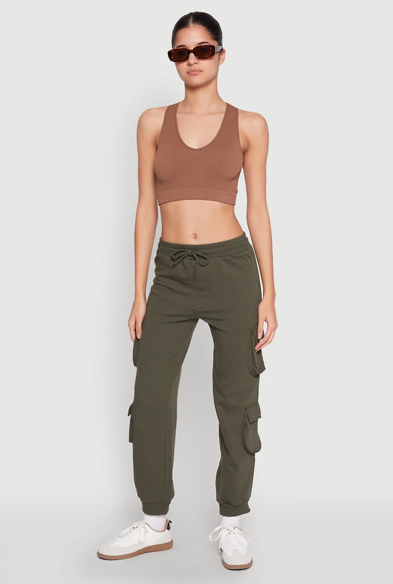 Fleece Lined Cargo Drawstring Joggers