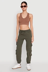 Fleece Lined Cargo Drawstring Joggers