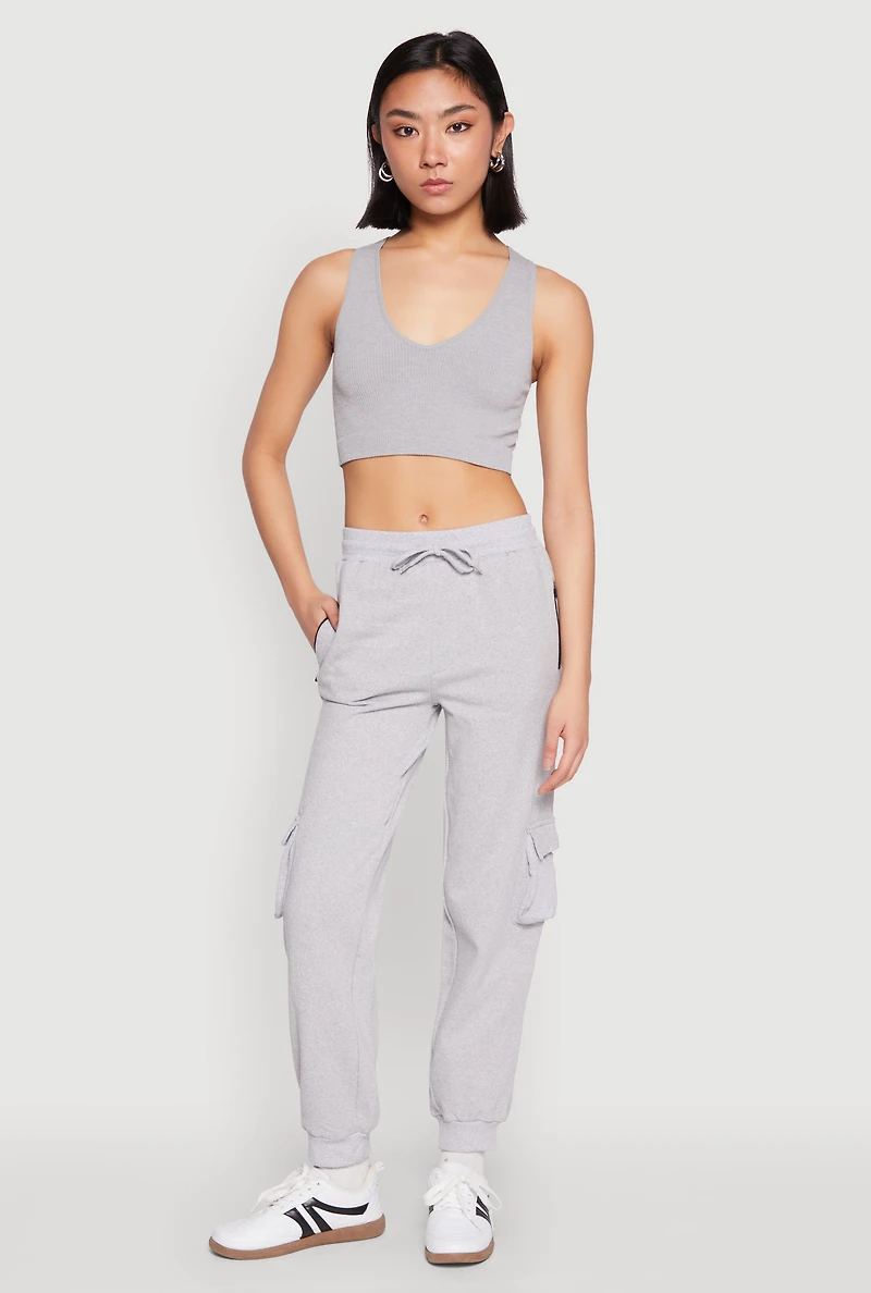 Fleece Cargo Drawstring Joggers