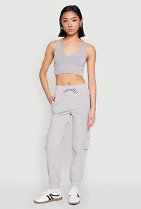 Fleece Cargo Drawstring Joggers