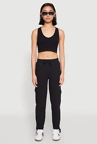 Fleece Ruched Hem Cargo Sweatpants