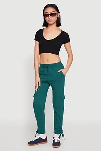 Fleece Ruched Hem Cargo Sweatpants