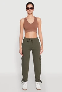 Fleece Ruched Hem Cargo Sweatpants