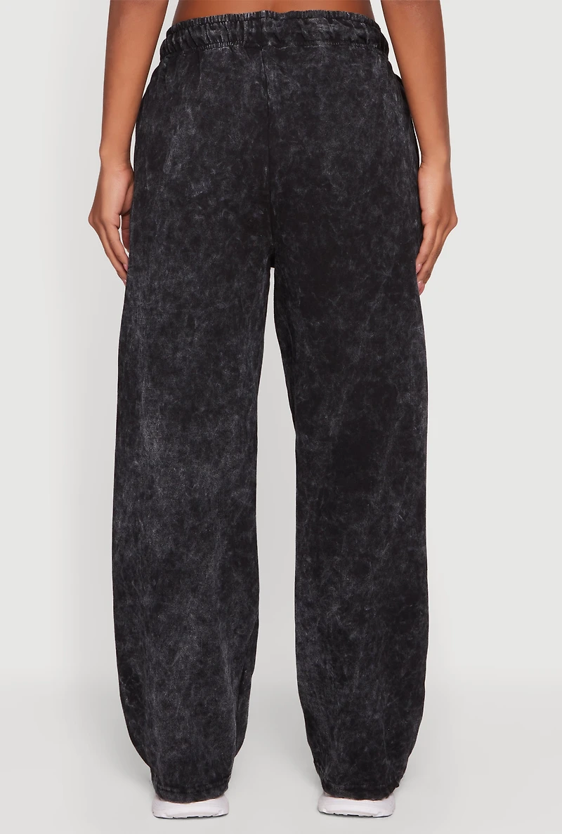 Flame Graphic Acid Wash Sweatpants