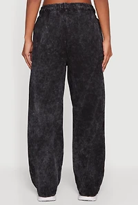 Flame Graphic Acid Wash Sweatpants