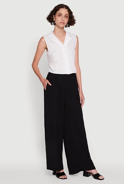 Womens Trendy High Waisted Wide-Leg Palazzo Pants,
