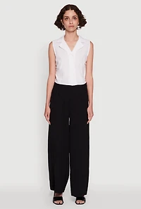 Womens Trendy High Waisted Wide-Leg Palazzo Pants, Black,