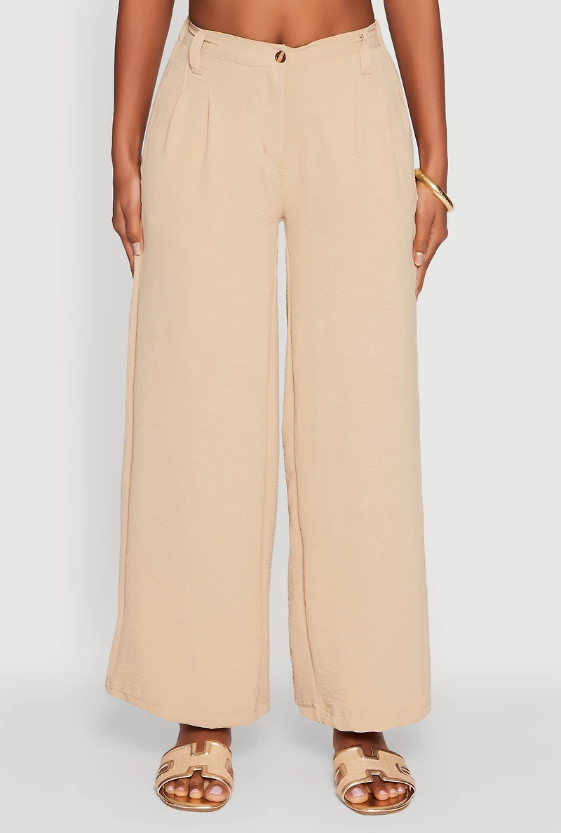 Womens Trendy High Waisted Wide-Leg Palazzo Pants, Khaki, Size XL