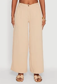 Womens Trendy High Waisted Wide-Leg Palazzo Pants, Khaki, Size XL