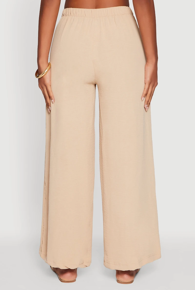 Womens Trendy High Waisted Wide-Leg Palazzo Pants, Khaki, Size XL