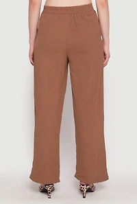 Womens Airy Crepe Knit Wide Leg Dress Pants,