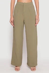 Womens Airy Crepe Knit Wide Leg Dress Pants, Green, Size S