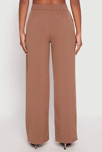 Womens High Waist Wide Leg Dress Pants, Brown, Size M