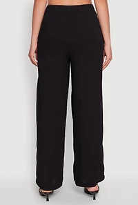 Womens Wide Leg Dress Pants, Black, Size M
