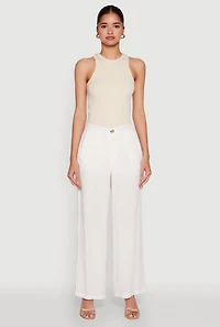 Womens Wide Leg Dress Pants, White,