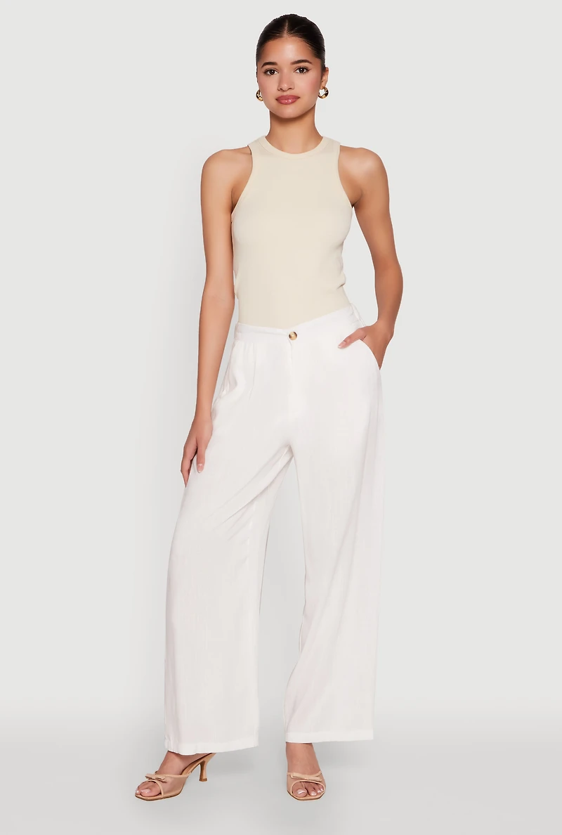 Womens Wide Leg Dress Pants, White,