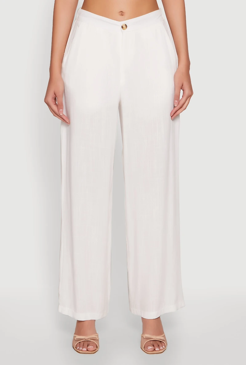Womens Wide Leg Dress Pants, White,