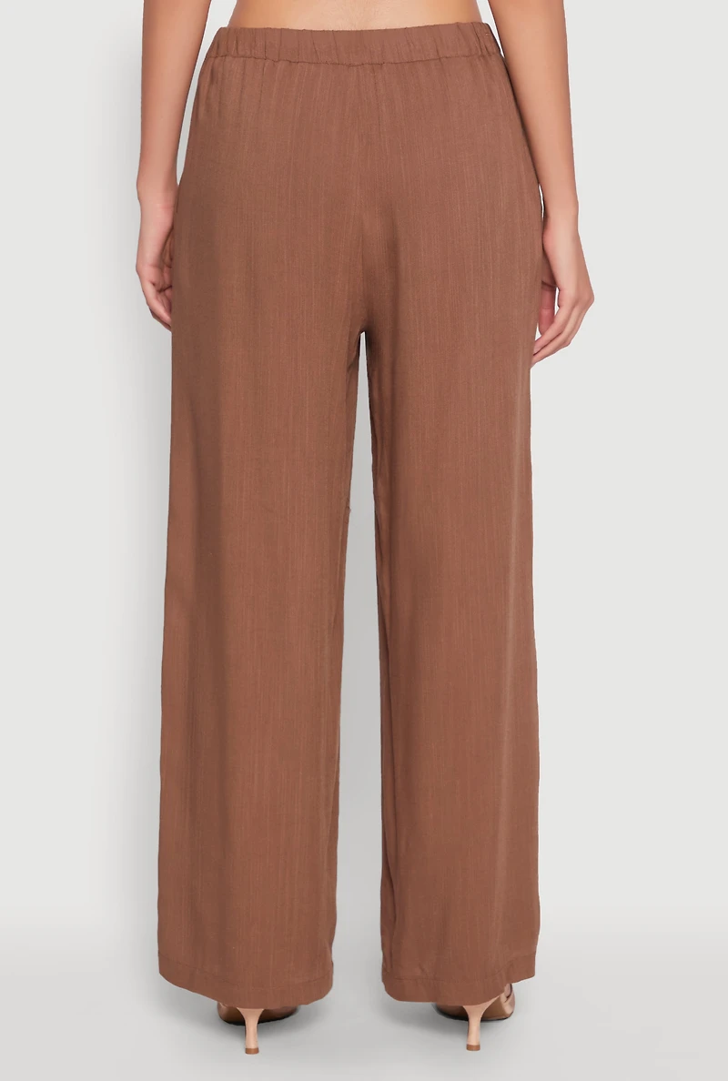 Womens Wide Leg Dress Pants, Brown, Size L