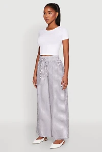 Womens Striped Drawstring Wide Leg Pants, Multi, Size M