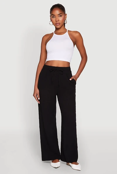 Gauze Knit Wide Leg Pants