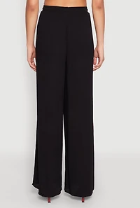 Womens Gauze Knit High Waisted Wide Leg Pants, L