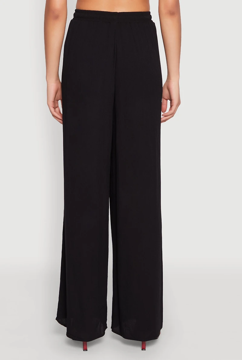 Gauze Knit High Waisted Wide Leg Pants