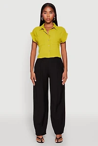 Womens Pull On Wide Leg Pants,