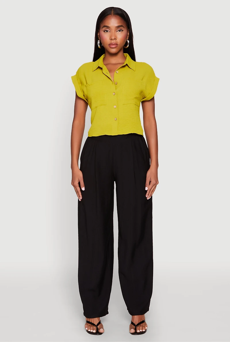 Womens Pull On Wide Leg Pants,