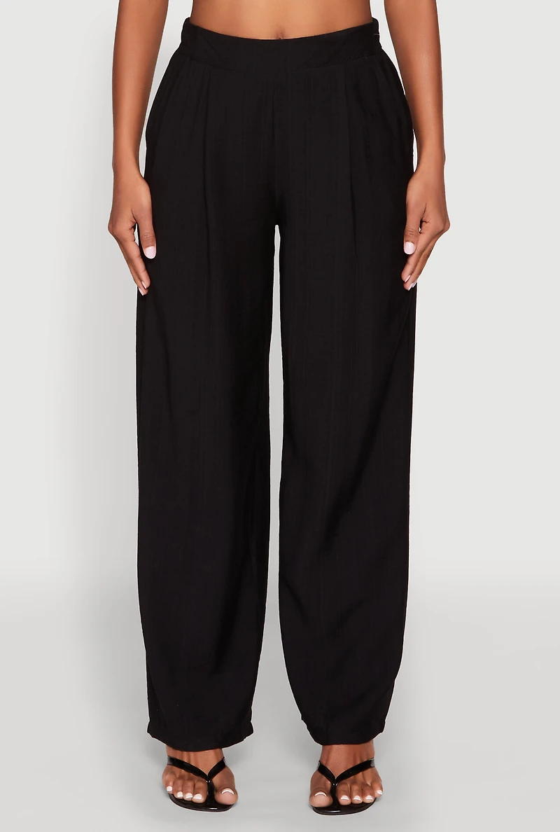 Womens Pull On Wide Leg Pants,
