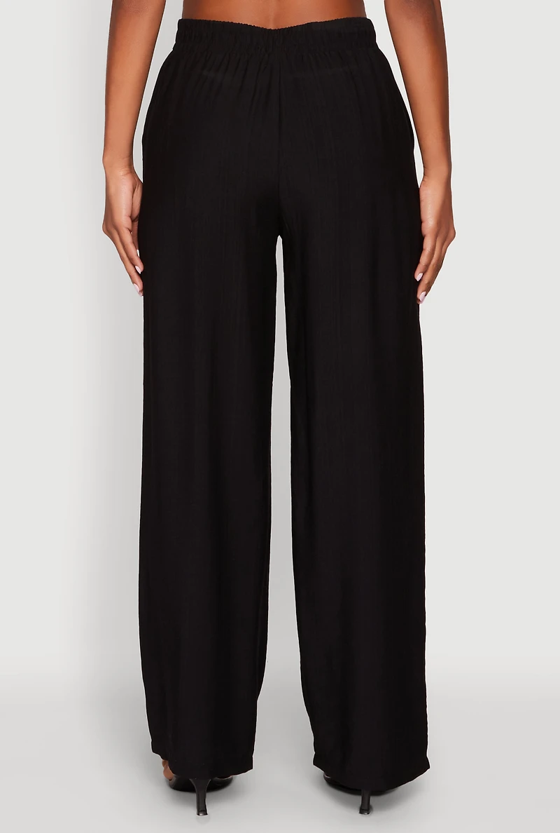 Womens Pull On Wide Leg Pants,