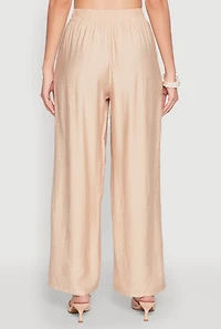 Womens Pull On Wide Leg Pants, Khaki, Size S