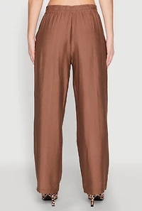 Womens Pull On Wide Leg Pants, Brown, Size M